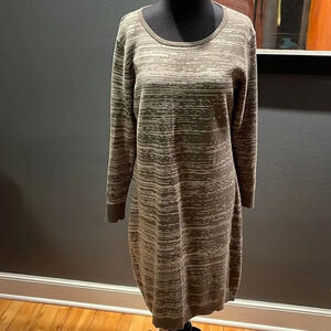 H by Halston marled gray double knit crew neck sweater midi dress. Small.